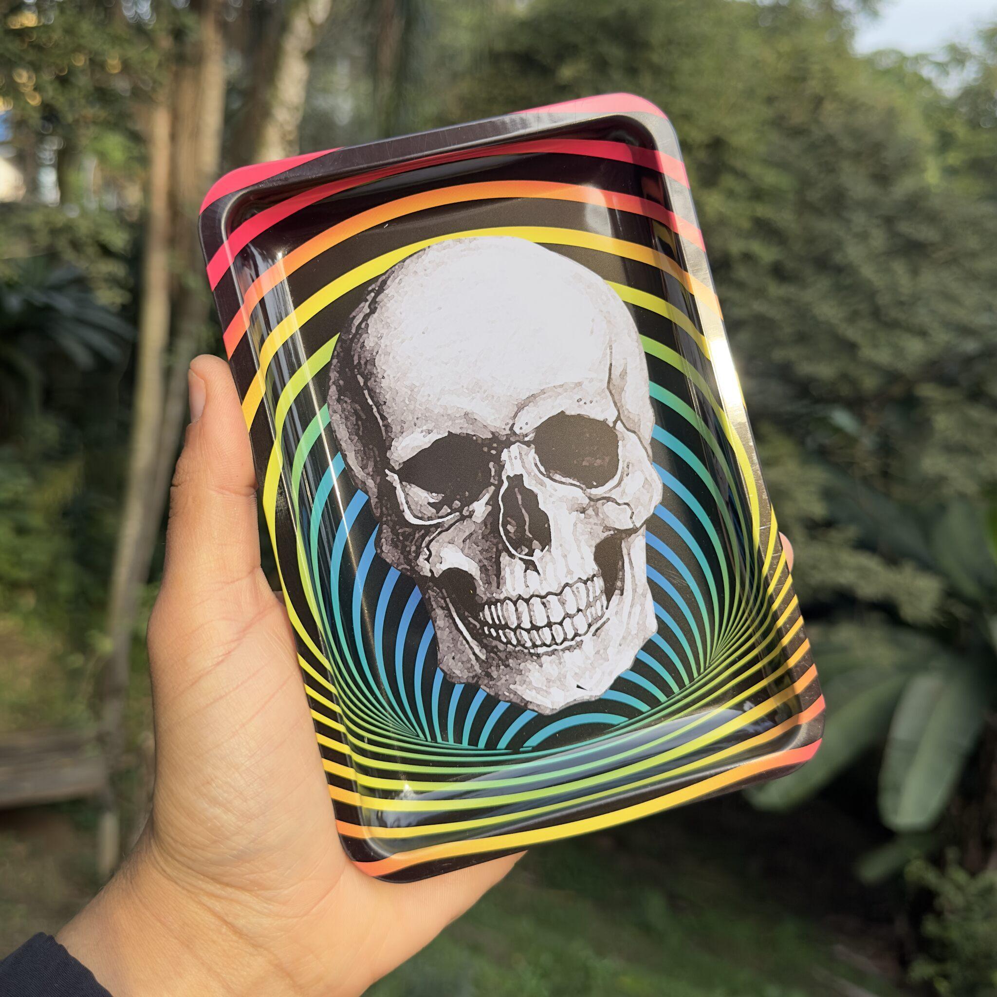 Psychedelic Skull Metal Tray