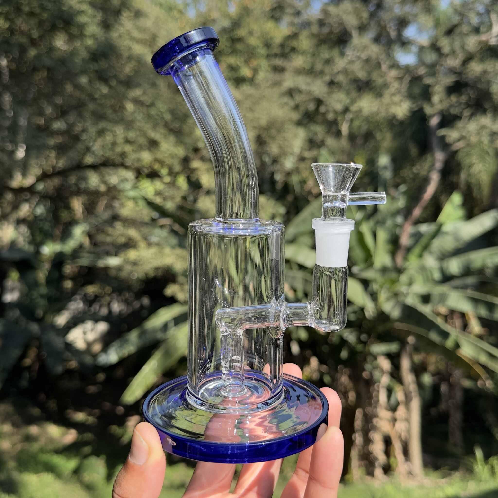 Smoke Blue Glass Bong - 20cm