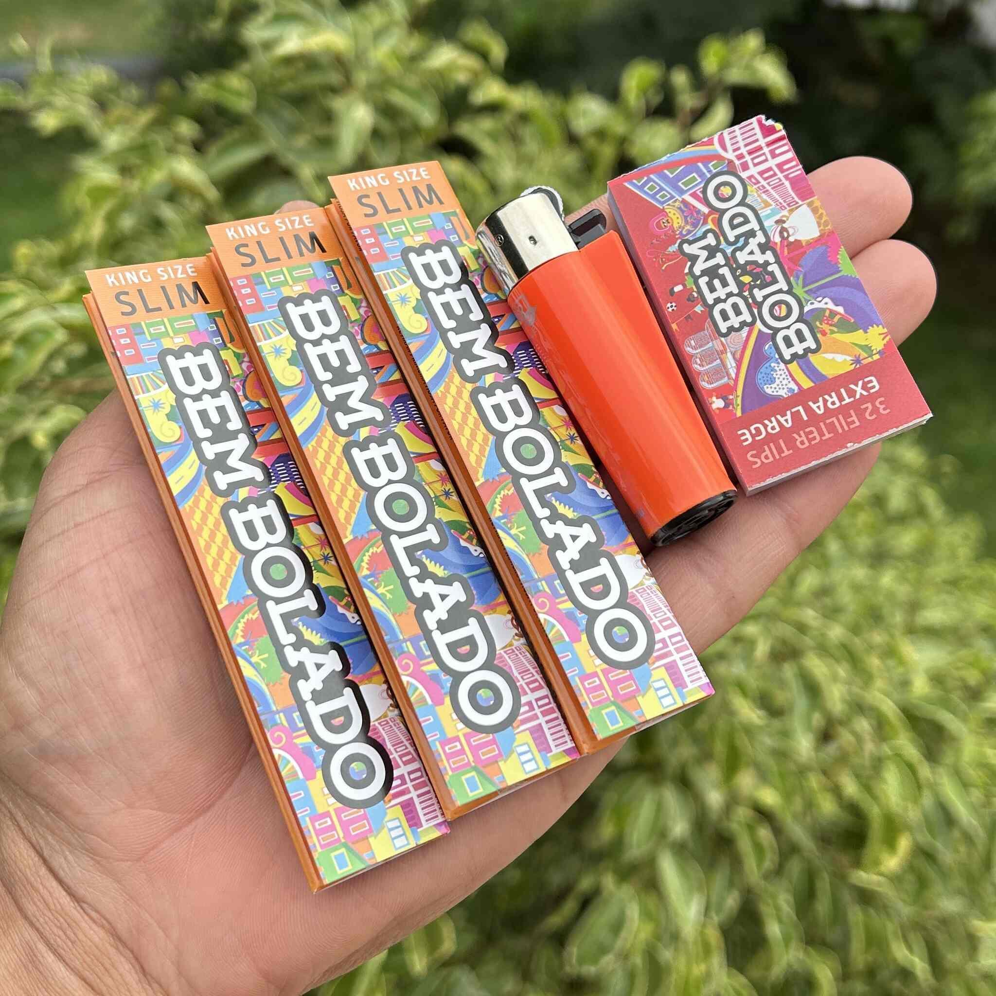 Well-Packaged Supply Combo – 3 Rolling Papers + 1 Lighter + 1 Paper Filter Tip