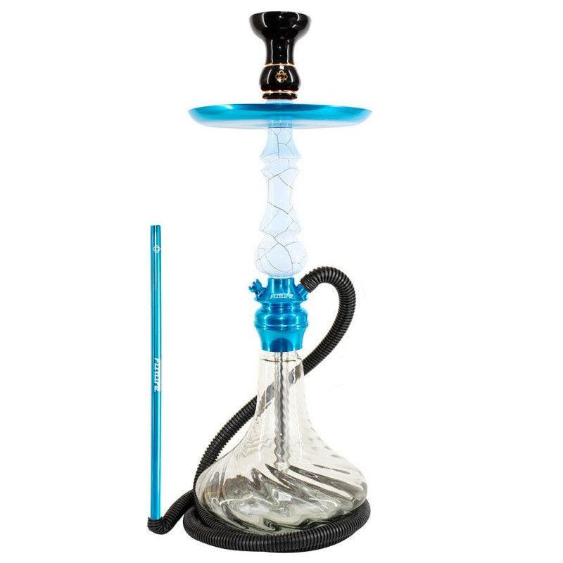 Hookah Amazon Future Onyx Blue Metal Blue Transparent Ribbed Vase