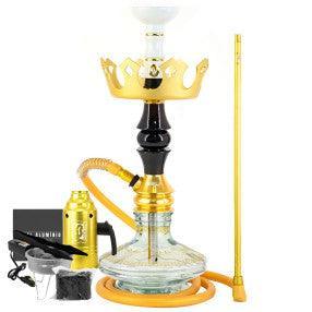 Narguile Marajah Umbrella Nano Branco Metal Dourado Vaso Brisas Prato Coroa Pequeno Rosh Alusi Take Gold Completo