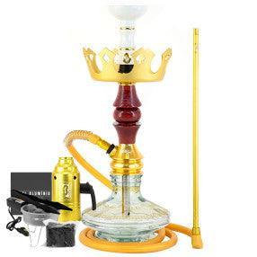 Narguile Marajah Umbrella Nano Branco Metal Dourado Vaso Brisas Prato Coroa Pequeno Rosh Alusi Take Gold Completo