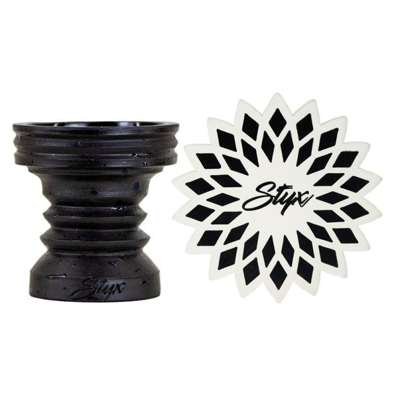 Rosh Narguile Styx Barro Preto STX Azul Preto + Tapete Para Rosh Styx