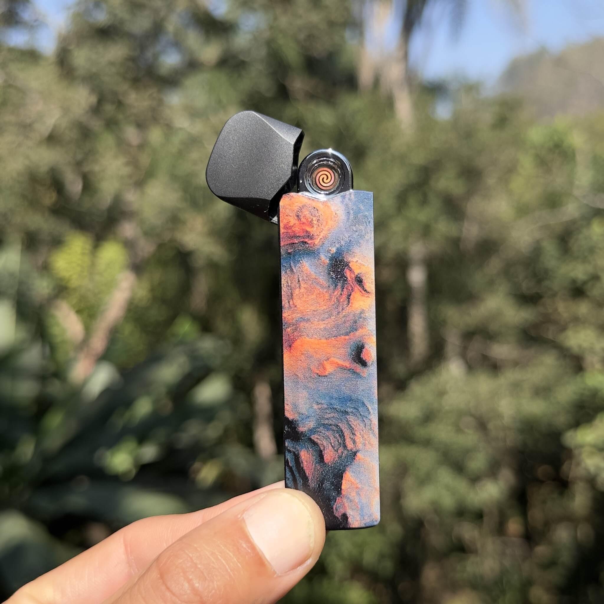 USB Rechargeable Electric Lighter – Blue and Orange Tie-Dye