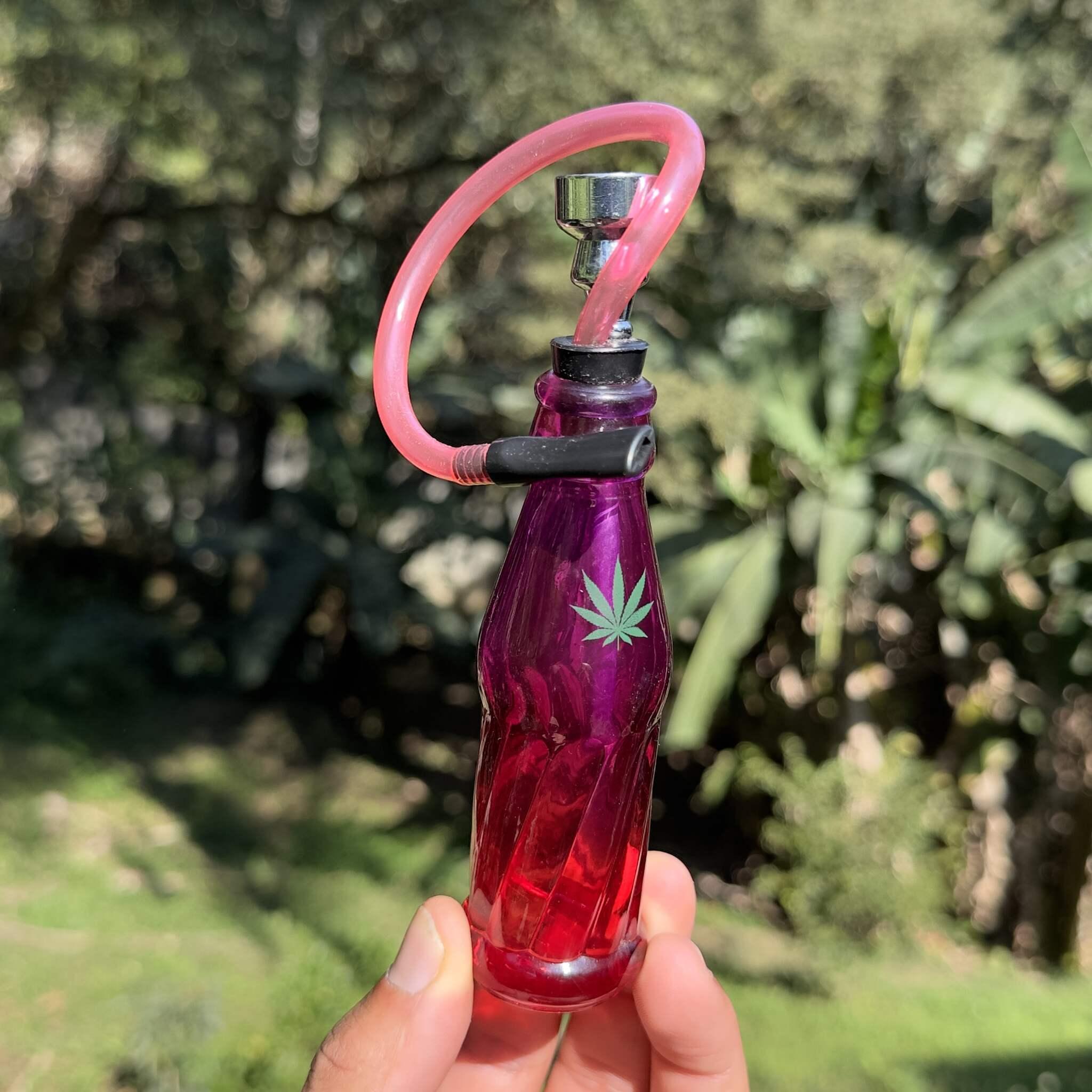 Glass bottle bong - pink
