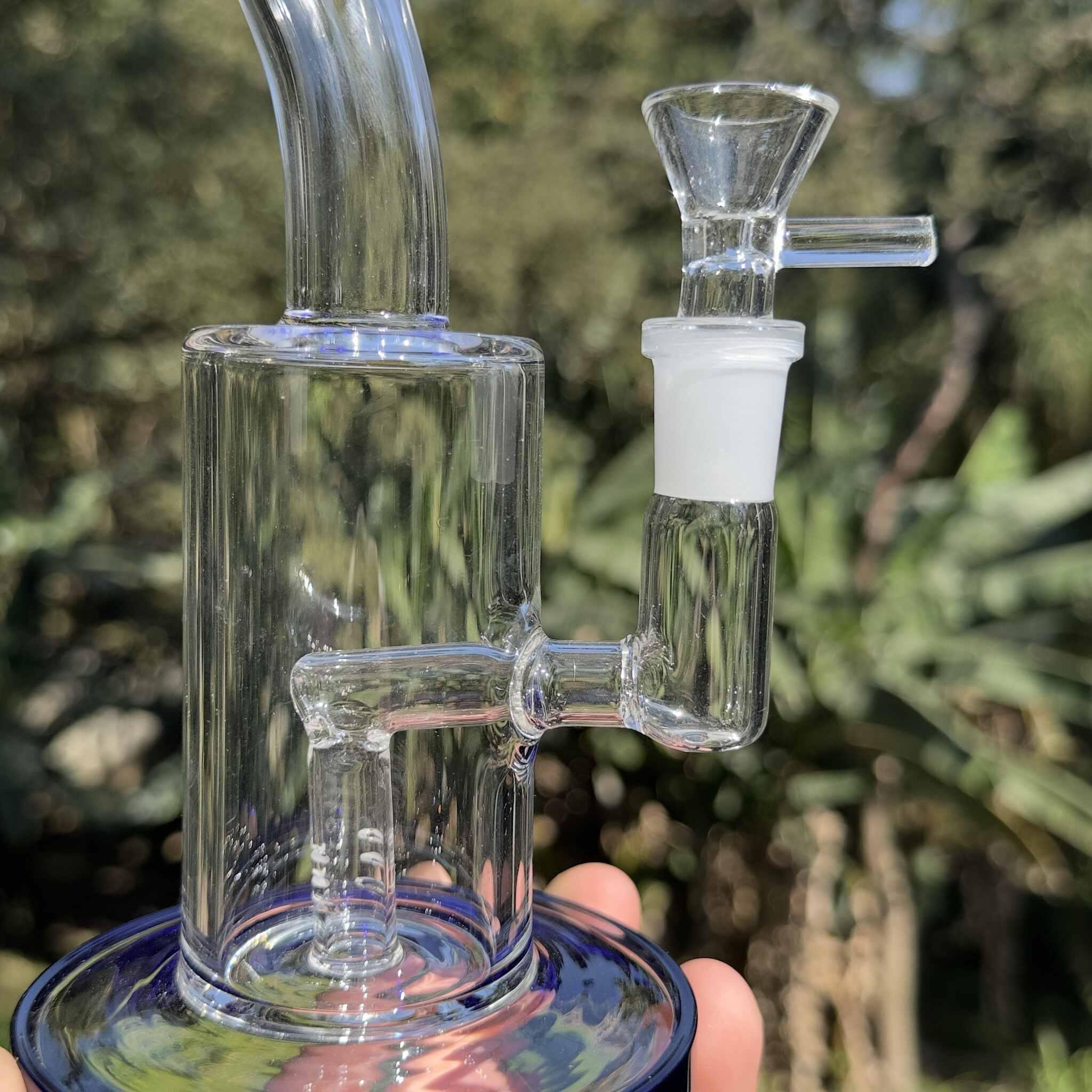 Smoke Blue Glass Bong - 20cm