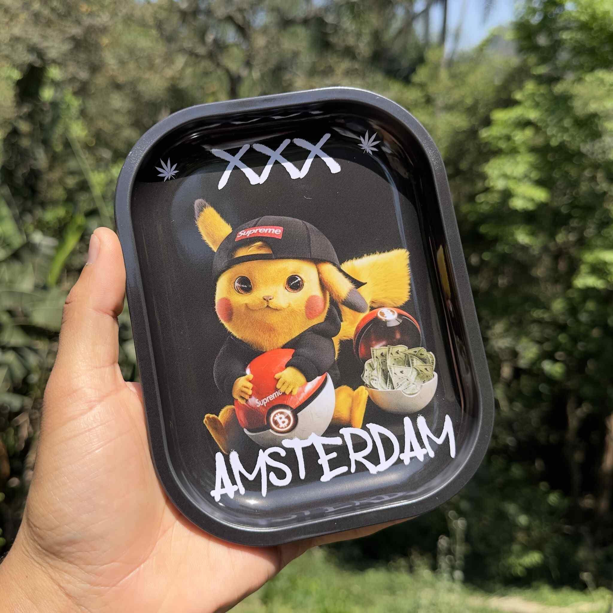Pikachu Gangster Metal Rolling Tray - 18x14cm