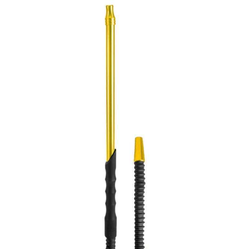 Hookah Hose Aluminum Silicone Handle Flexible Washable PVC Gold Black