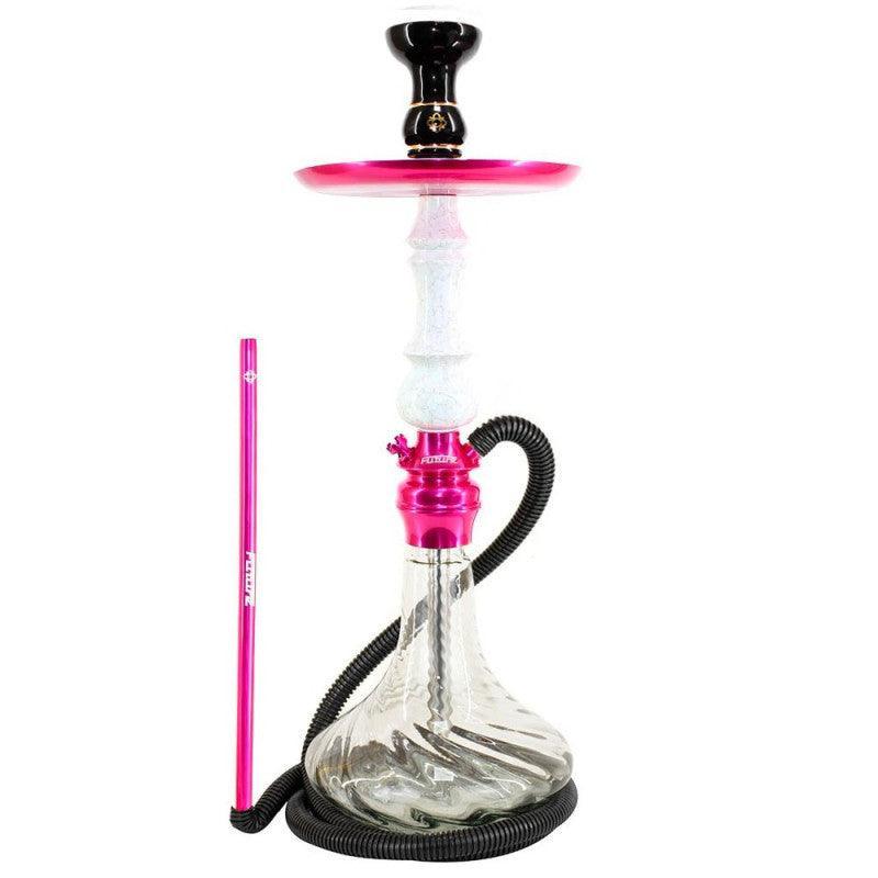 Hookah Amazon Future Marbled Rose Metal Ribbed Clear Vase