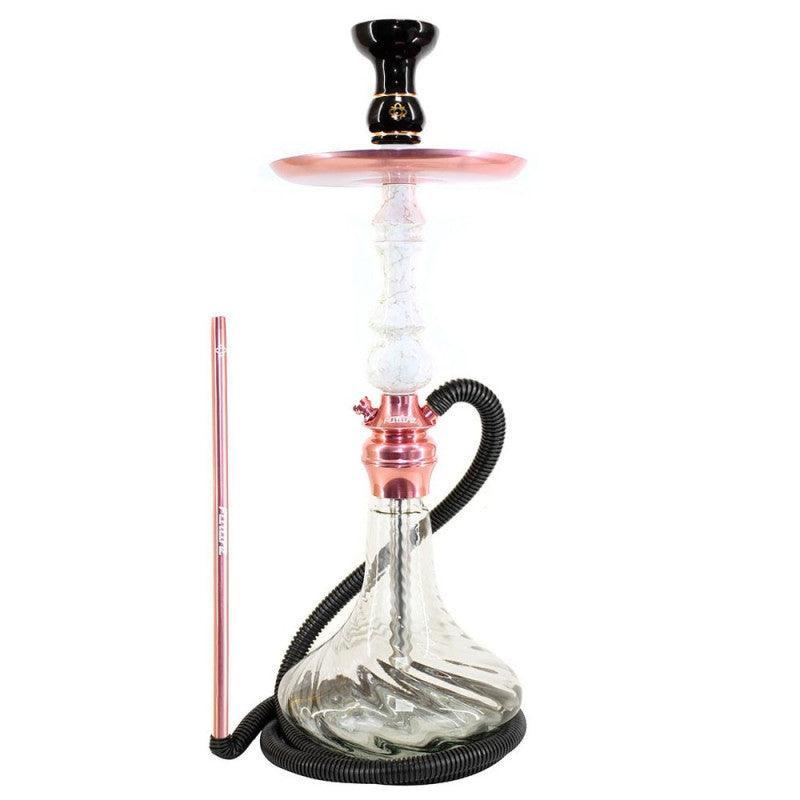 Amazon Future Hookah Marbled Rose Metal Ribbed Transparent Vase