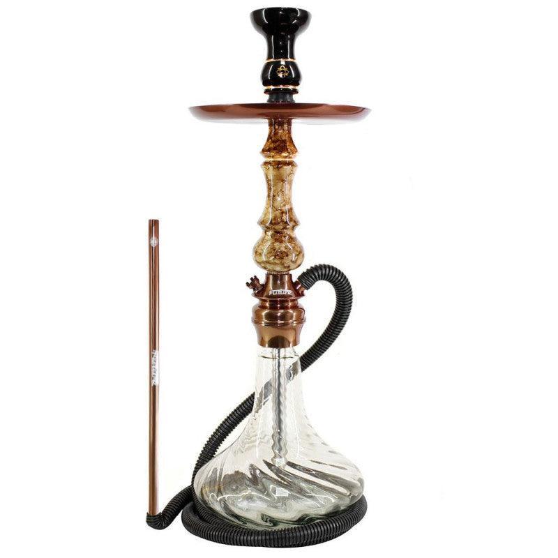 Hookah Amazon Future Marbled Poplar Copper Metal Ribbed Transparent Vase