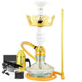 Hookah Marajah Umbrella Nano White Golden Metal Brisas Vase Small Crown Plate Alusi Take Gold Complete