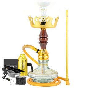 Narguile Marajah Umbrella Nano Branco Metal Dourado Vaso Brisas Prato Coroa Pequeno Rosh Alusi Take Gold Completo