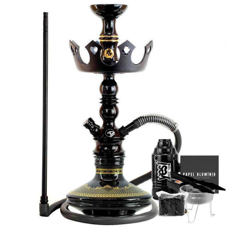 Small Hookah Zeus Single Black Glossy Vase Brisas Genie Plate Crown Hose ArguileBr Silicone Bowl Alusi Kiso Complete